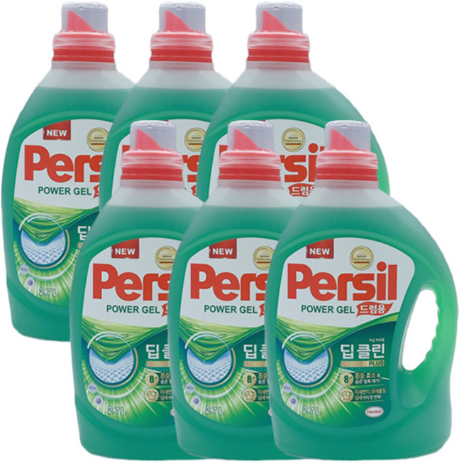 퍼실 딥클린 플러스 파워젤 액상세제 드럼용 본품, 2.7L, 6개