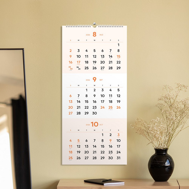 2026년 달력 비기닝 벽걸이 대형 26년 인테리어 큰 음력 절기 옛날달력 캘린더, 1개, 3단 / 컬러