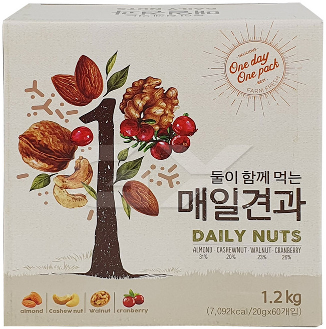 대봉식품 둘이 함께 먹는 매일 견과, 3개