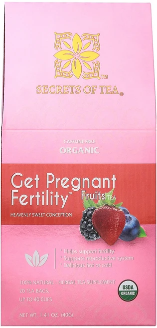 Secrets Tea GET Pregnaant Fertility 유기농 페퍼민트 스위트 차 카페인 무함유 무표백 티백 20개 28g(1온스), Secrets Tea GET Pregnaant Fert - 쿠팡