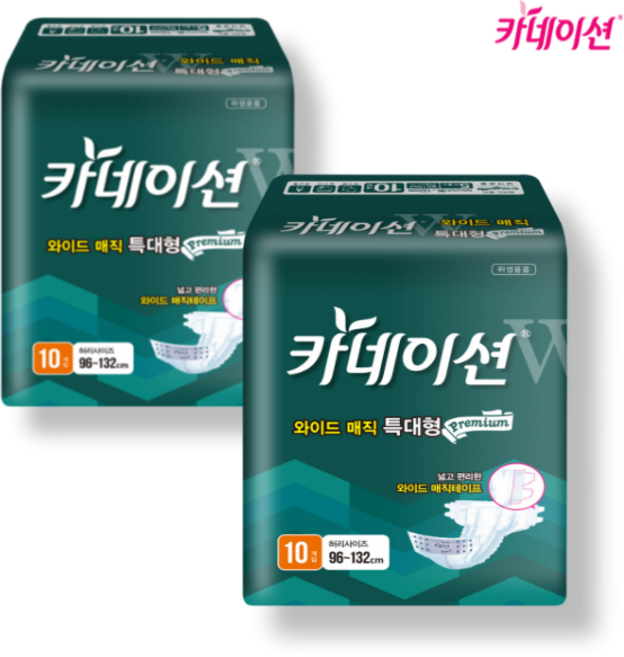 카네이션 남여공용 성인 겉기저귀 와이드 매직 대형 프리미엄, 2개, 10개입