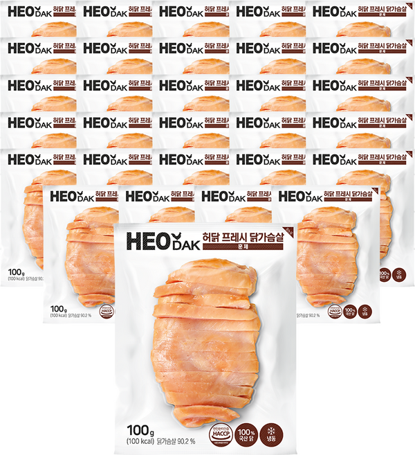 허닭 프레시 슬라이스 닭가슴살 훈제맛, 100g, 30개