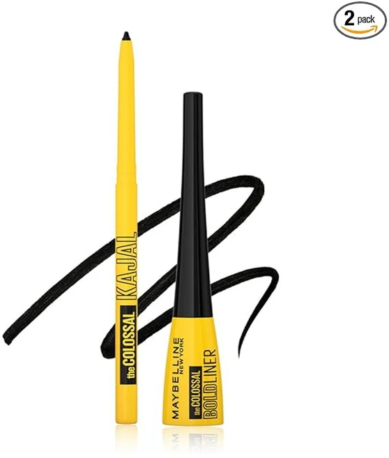 Maybelline New York Pencil Eyeliner & Kajal Bold Eye Looks Long-Lasting Colossal Bold Liner & Col, 1개, black - 쿠팡