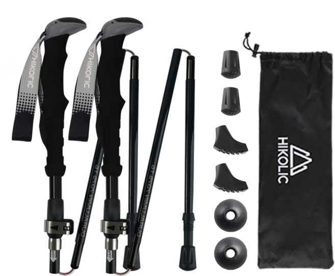 하이콜릭 등산스틱 접이식 Full 폴대 두랄루민 7075 T6, 그레이, 1세트