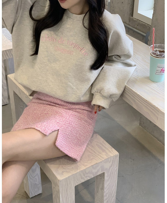 더블공주 여성 캐주얼 영문 레터링 기모 맨투맨