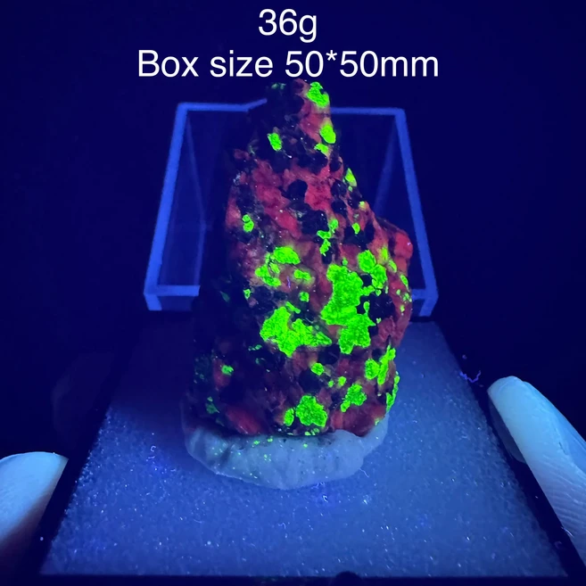 천연 미국산 (형광 녹색) 윌레마이트 암석 광물 표본 치유석 홈 데코 박스 크기 5050mm, 04 D1