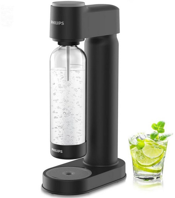 PHILIPS 탄산 병 ADD916/37 1L 트윈 팩 재사용 가능한 PET 스파클링 워터 보틀 호환 탄산수 메이커 ADD4902BKOQ/37 ADD4902WHOQ/37, Soda Maker-Plastic-Black