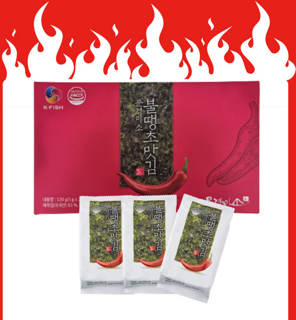 불땡초맛김 24봉 매운 도시락 조미김, 6g, 24개