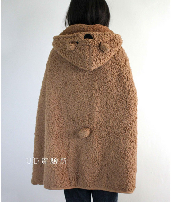 UDlab 羊羔毛披肩毯 130x92cm 小熊造型冷氣毯 AB01-002