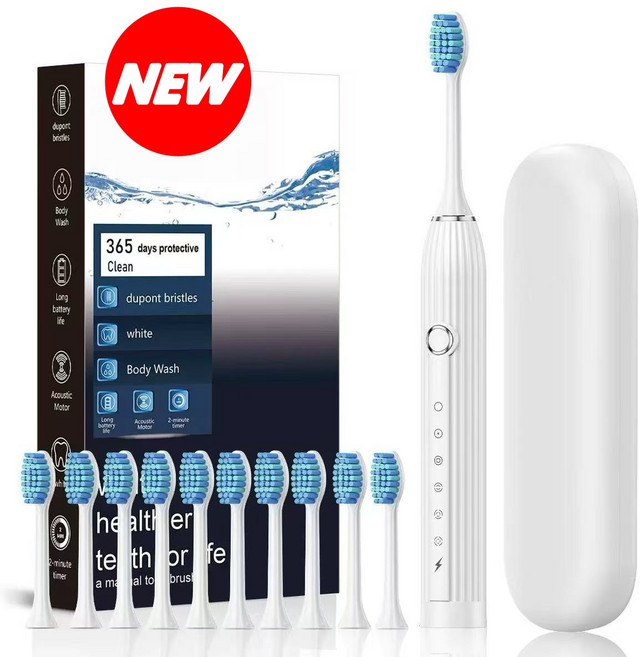 [캬오유] 음파 전동 칫솔 헤드 8개+케이스 세트 충전 리필, 1개, COU-화이트, COU-506