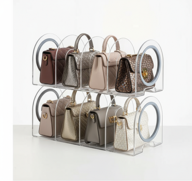 융풍 가방보관함 아크릴 케이스 칸막이 정리함 가방 수납장, 2개, 블루 링