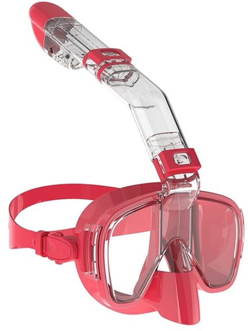 스노클 마스크 드라이 탑 시스템 및 카메라 마운트 안개 방지 전문 스노클링 장비가 있는 접이식 다이빙 마스크 세트, L과 핑크