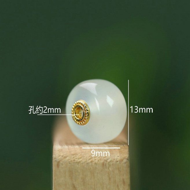 純天然淺藍色瑪瑙算盤珠 手工DIY古風石手串飾品 13*9mm 孔2mm