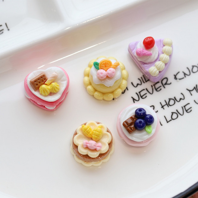 케익 5종 파츠 DIY 만들기 재료 미니어처 피규어, 4.노랑 오렌지 케익