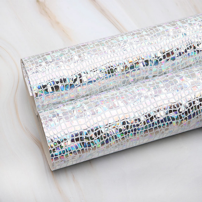 짱패브릭 뱀피레쟈 가방원단#, A.실버, 1개