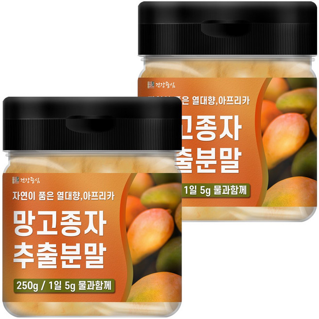[임박할인] 건강중심 와일드망고 추출 분말 가루, 2개, 250g