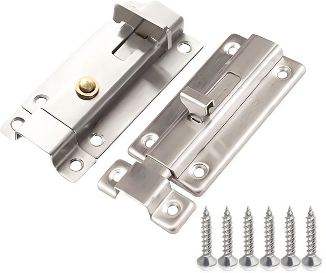 201不鏽鋼方款插銷 - 防盜門鎖門栓, 1個, 大款-手動/自動隨機