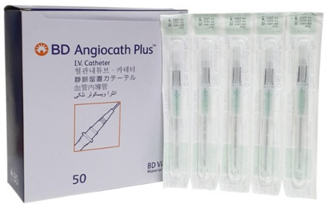 IV카테터 BD Angiocath plus 혈관내 튜브 카테터, 16G 1.77인치_382457, 1팩(50입)