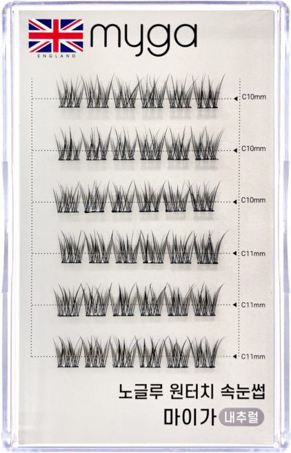 마이가 노글루 속눈썹 원터치 가닥 자연연장 속눈썹, 1개, 내추럴