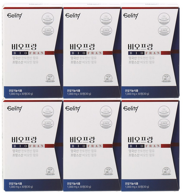 셀리티 비오프랑 식약처 인정 비오틴 판토텐산 맥주효모 건강기능식품 30캡슐, 30정, 6개