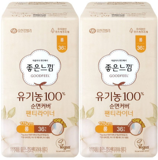 좋은느낌 팬티라이너 롱 36개입 X 2팩