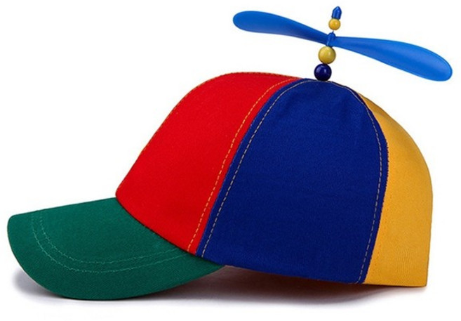 프로펠러 헬리콥터 모자 캡 2size 무지개 바람개비 특이한 모자