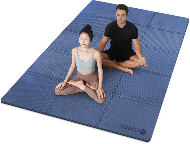 유렌 특대형 TPE 접이식 요가매트 10mm 폴딩 홈트매트 2인용 필라테스 운동매트, 1개, 딥블루
