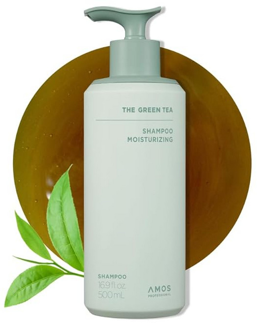 아모스 녹차 실감 샴푸 모이스춰라이징 500ml 샴푸 스칼프 샴푸 헤어 케어 두피 케어 탈모방지 AMOS PROFESSIONAL 공식, 1개