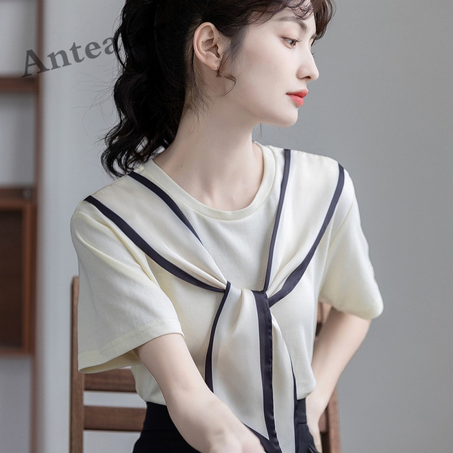 [Anteater]여성 여름 예쁜 반소매 티셔츠 데일리룩 반팔티 ru67EW6