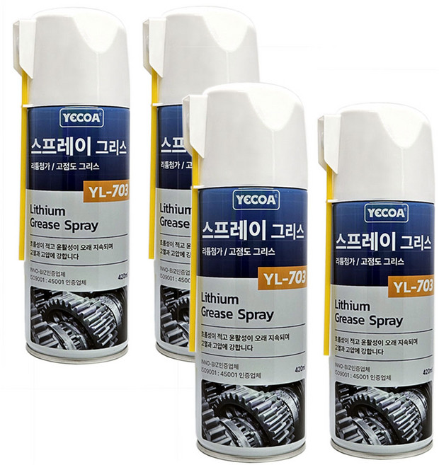 영일 스프레이 그리스 420ml 윤활 그리스 스프레이 (자동차/공구용), 4개