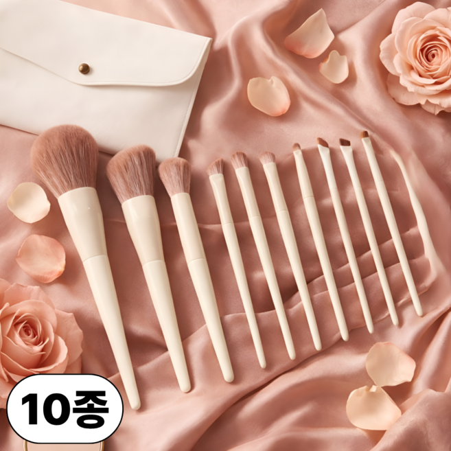 대세스토어 부드러운 균일발색 메이크업 브러쉬 10종, 1개, 아이보리