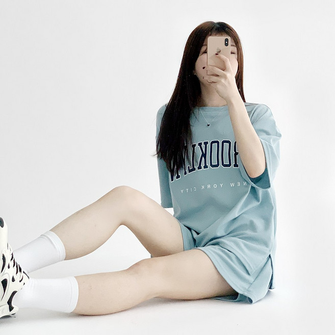[SET/국내제작] 데이지클로젯 브루시티 오버핏 반팔티 반바지 세트 / 봄 여름 가을 루즈핏 빅사이즈 여성 여자 반팔 티셔츠 3부 숏팬츠 트레이닝복 셋업 홈웨어 잠옷 추리닝 운동복