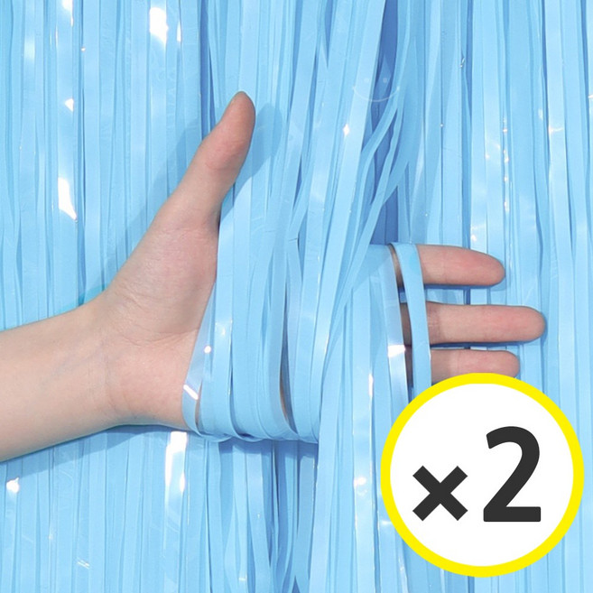 생일파티 용품 파티커튼 42컬러 홀로그램/새틴 무광/파스텔/샤이니 포토존 소품 은박 수술 가랜드 커튼 [에브리띵스마일], 파스텔 스카이블루, 2개