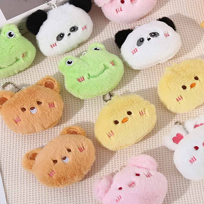 곰돌이 동물 키링 차량용 파우치 골프백 가방 열쇠고리 키홀더, 1개, 돼지