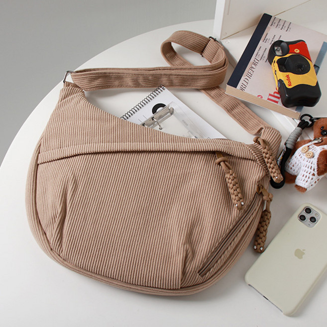 코듀로이 학생 가방 중학생 남녀 크로스백 고등학생 대학생 메신저백 리튼