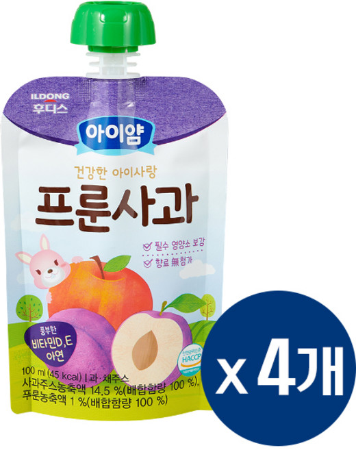 일동후디스 아이얌 아이사랑 프룬사과, 4개, 100ml
