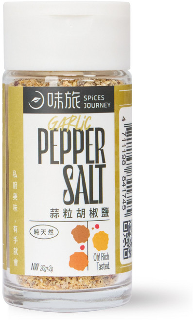 味旅 蒜粒胡椒鹽 撒罐款，獨門比例多層次風味，萬用百搭調味，料理必備香料, 1個, 26g/撒罐, 26g