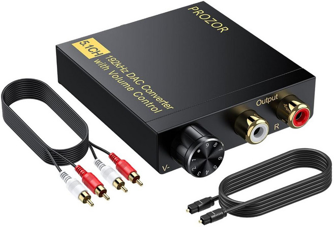 PROZOR 數位類比轉換器 192KHz 光纖/同軸/喇叭接電視, 1個