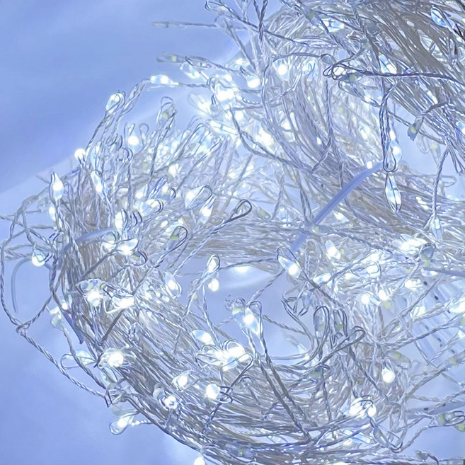 아리조명 LED 미리내 와이어 지네 전구 크리스마스 장식 줄 조명 6M 15M, 실버코팅_백색, 1개, 500구 (15M)