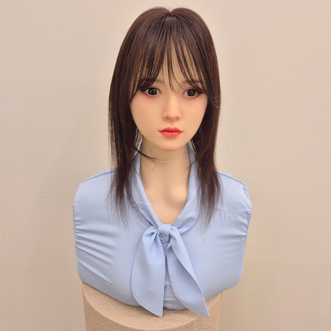 [사전스타일링 36CM기장]인모100% 탑커버 시스루뱅 스트레이트 가슴윗선기장 여자부분가발 36CM 여자정수리가발, 자연검정, 1개