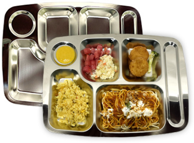 리모드 캠핑 스테인레스 나눔 6구 식판, 실버