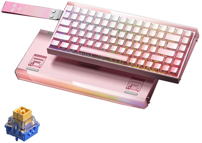 AULA HERO 84HE 마그네틱 축 키보드 유선 게이밍 고성능 8K, RGB light box wired, Side-Engraved Pink Contour