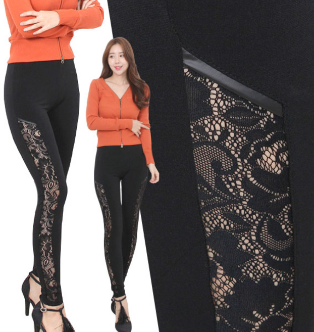 미소레깅스 SB 레이스배색스키니