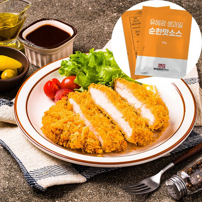 유혜광 수제 통 등심 돈까스 10장 (총5팩)+수제 생과일 순한맛 소스 50g x 5포, 310g, 5세트