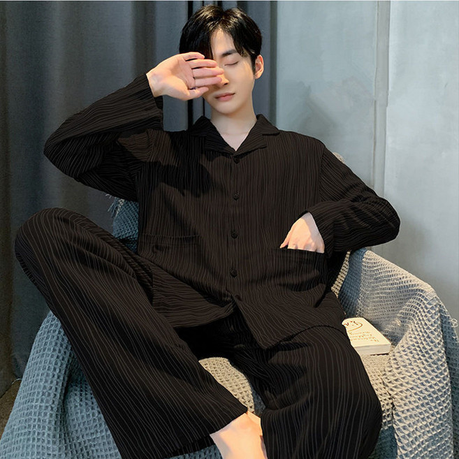 DFMEI 睡衣男春秋季純棉長袖男士加大碼青年秋冬天家居服可外穿