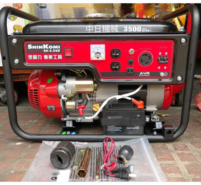 中日機械 型鋼力 SK-3.5GE 電啟動發電機 3500W AVR自動穩壓, 1個, SK-3.5GE(電啟動)附輪子