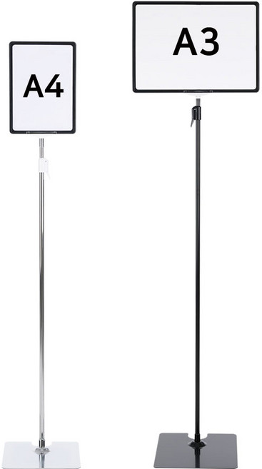 철재 롱스탠드 거치대 포스터 프레임형 A4 A3 가로세로 방향 거치가능, A4규격 블랙