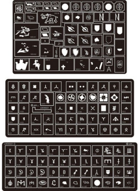 AM-WORKS 독일 Wehrmacht Panzer 유닛 및 헤비 대대-스텐실 마스크 LW35021 1/35