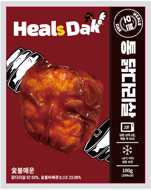 헬스닭 스킨 순살 통다리살 오븐구이 통닭다리살 닭다리살(숯불매운맛) 100g, 10팩