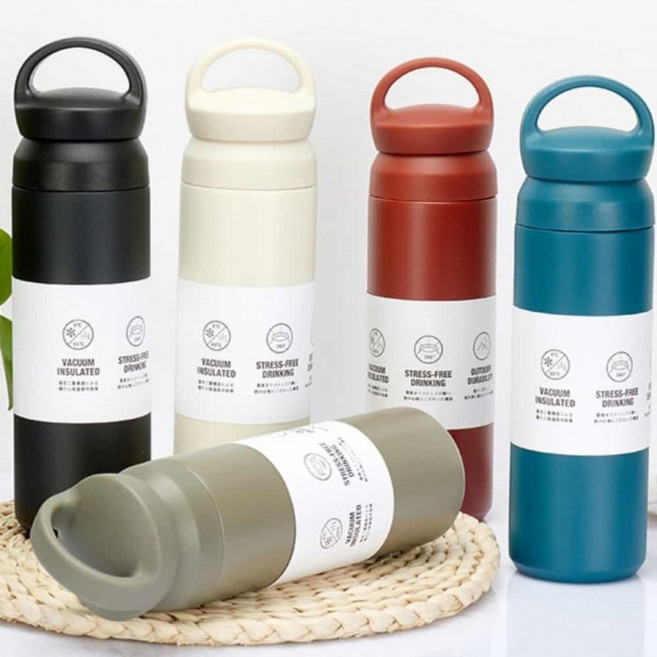 텀블러 보온 보냉 500ml 휴대용물통 사무실텀블러 스테인레스텀블러 보온보냉텀블러, 아이보리, 1개